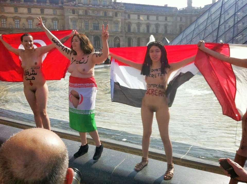 Nude Protest with Tunisian & Irani Women on Women's Day.