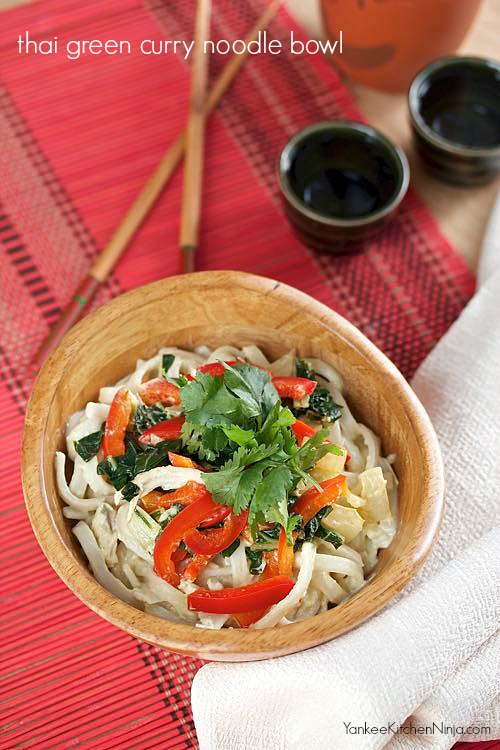 Light and easy thai green curry noodle bowl