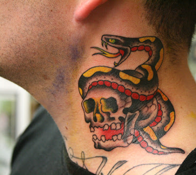 3D Snakes Tattoo on Neck