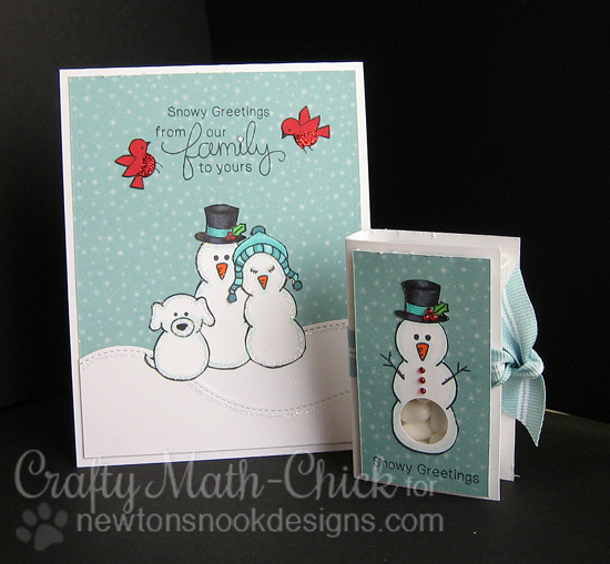 Snowman Family card & tic tac holder by Crafty Math-Chick for Newton's Nook Designs - Flaky Family Snowman Stamp Set