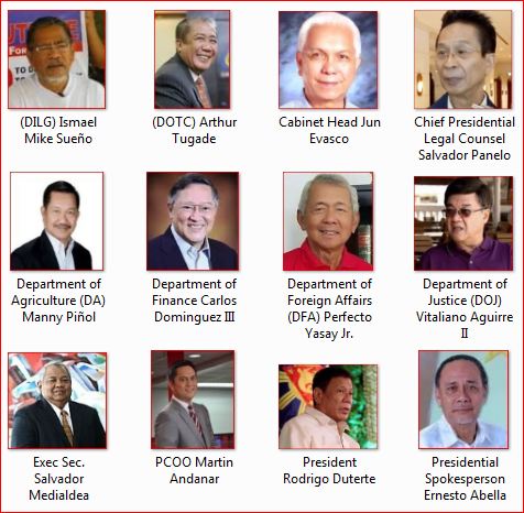 Quick List Of President Rodrigo Duterte Cabinet Members Ph Trending