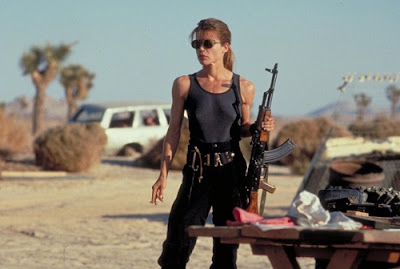 Linda Hamilton as Sarah Connor female warrior in Terminator 2 Judgment Day Linda Hamilton Sarah Connor female warrior Terminator 2 Judgment Day