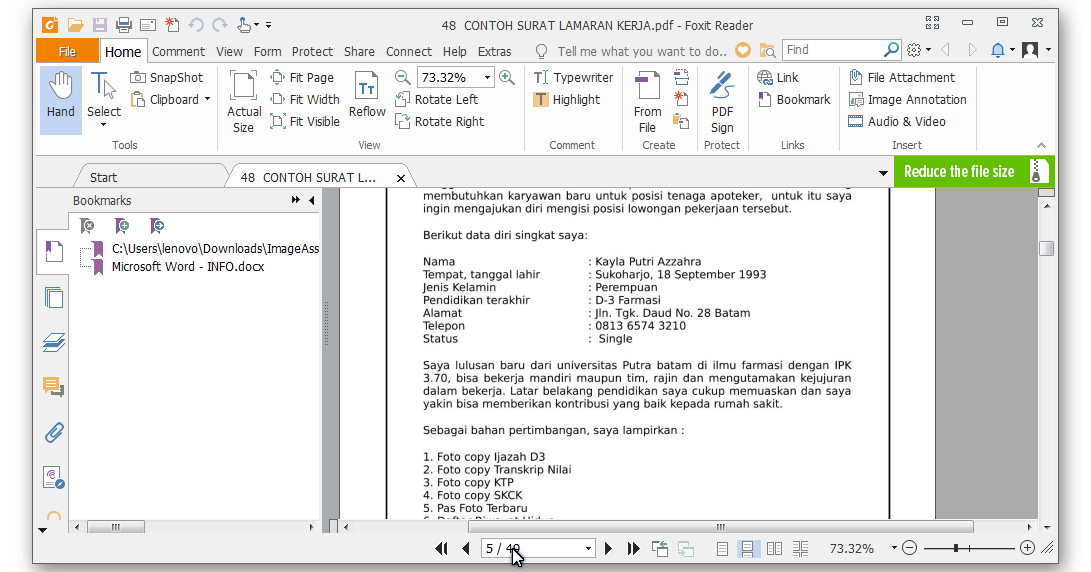 Contoh Surat Lamaran Kerja Pt Taekwang