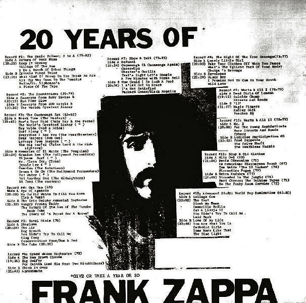 Zappa Grita Frank Zappa 20 Years Of Frank Zappa 12 Lp