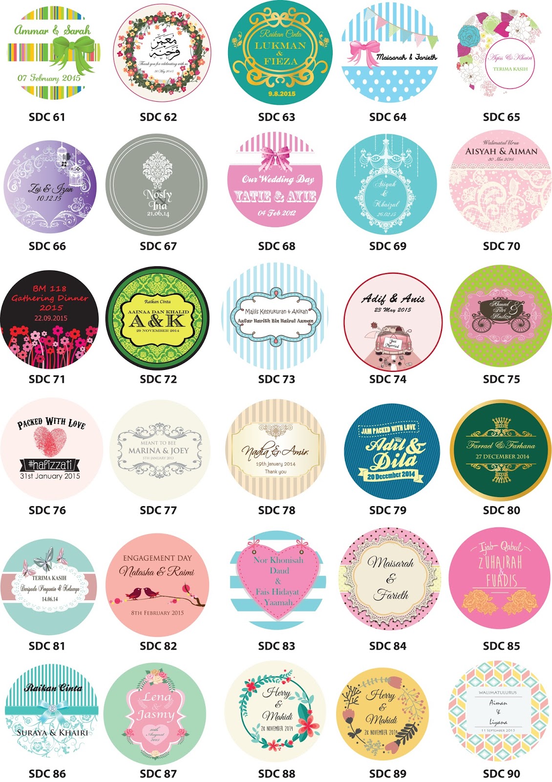 Oh Mai Wedding Door gift Sticker Kahwin Bunting Button Badge Tempah