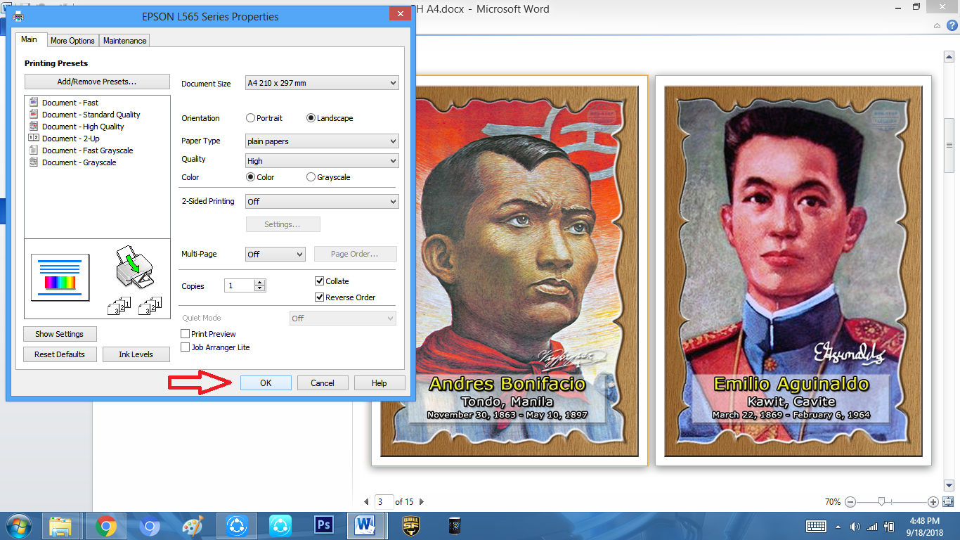 Printer will start printing your documents.