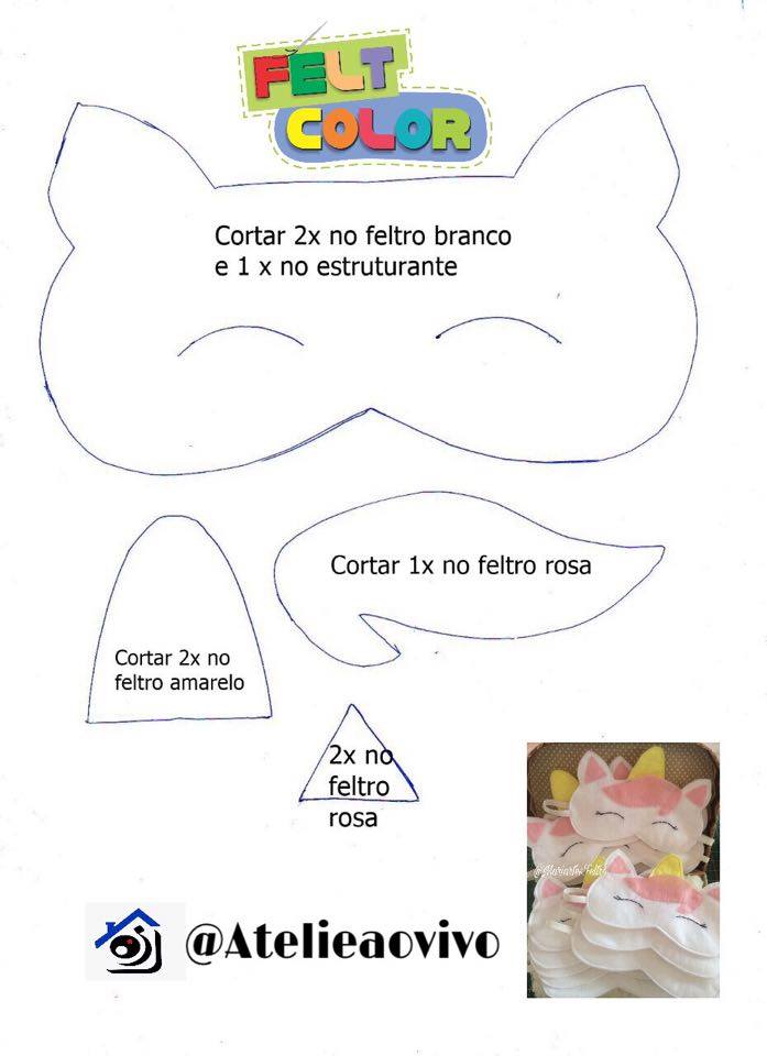 Eu Amo Artesanato Máscara de unicórnio com molde Aparador Atras Do Sofa ~ Eu Amo Artesanato Máscara de unicórnio com molde