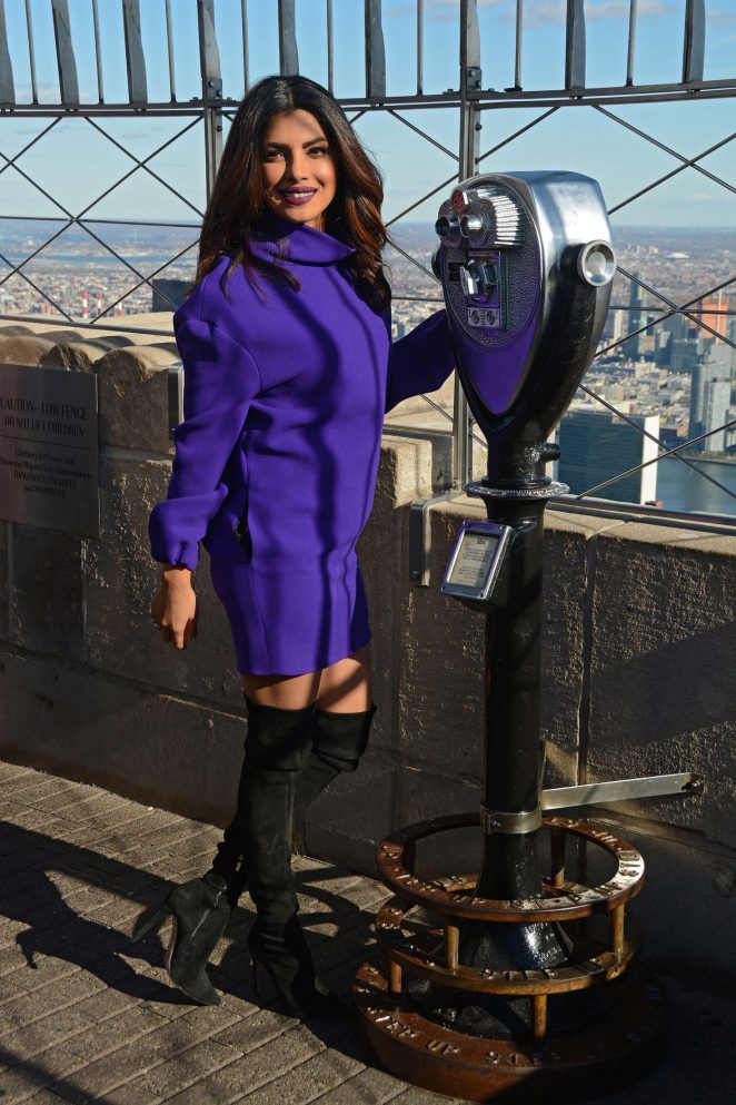 Priyanka Chopra In Blue Dress At Empire State Building