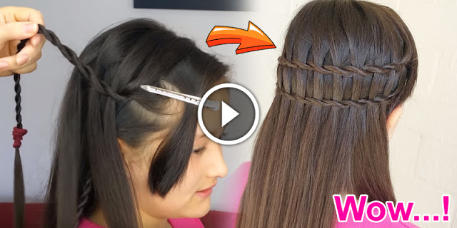 Como hacer trenza en cascada con truco / Peinado - Ideas Femeninas