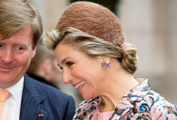 King Willem-Alexander and Queen Maxima of The Netherlands attend an strategic business dialogue at Les Docks in Paris, France