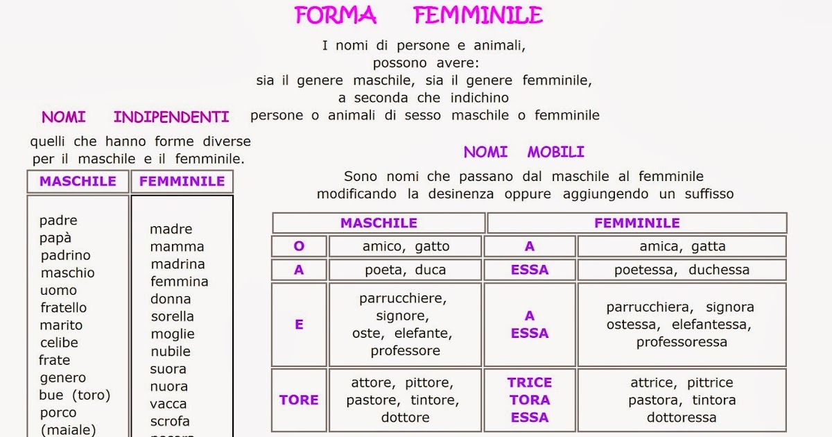 Paradiso delle mappe Nomi di persone e animali forma femminile Paradiso delle mappe Nomi di persone e animali forma femminile