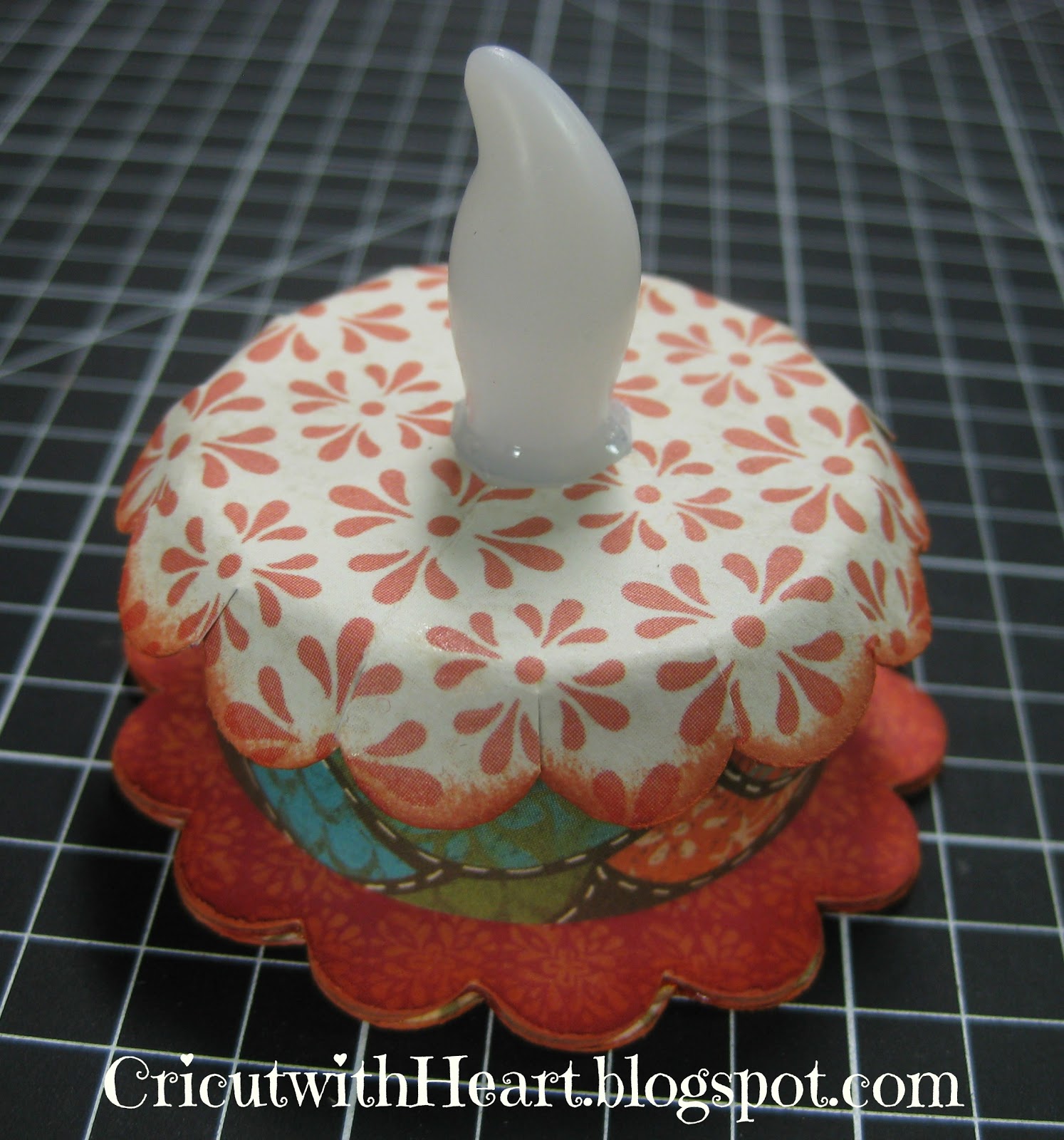 Cricut with Heart Tea Light Birthday Cake
