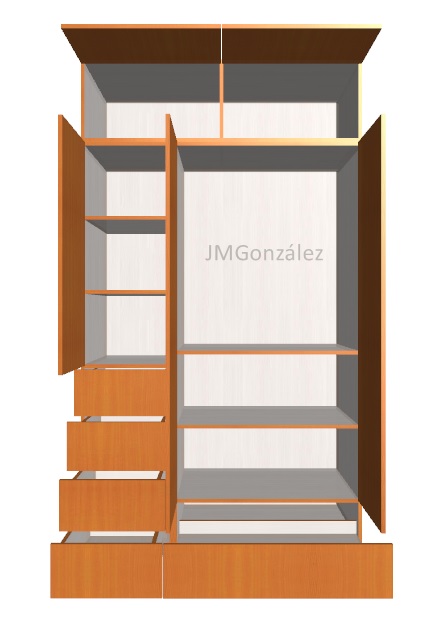 Diseño De Muebles Madera: Ropero Con Gavetas y Zapatera | Planos y Diseño