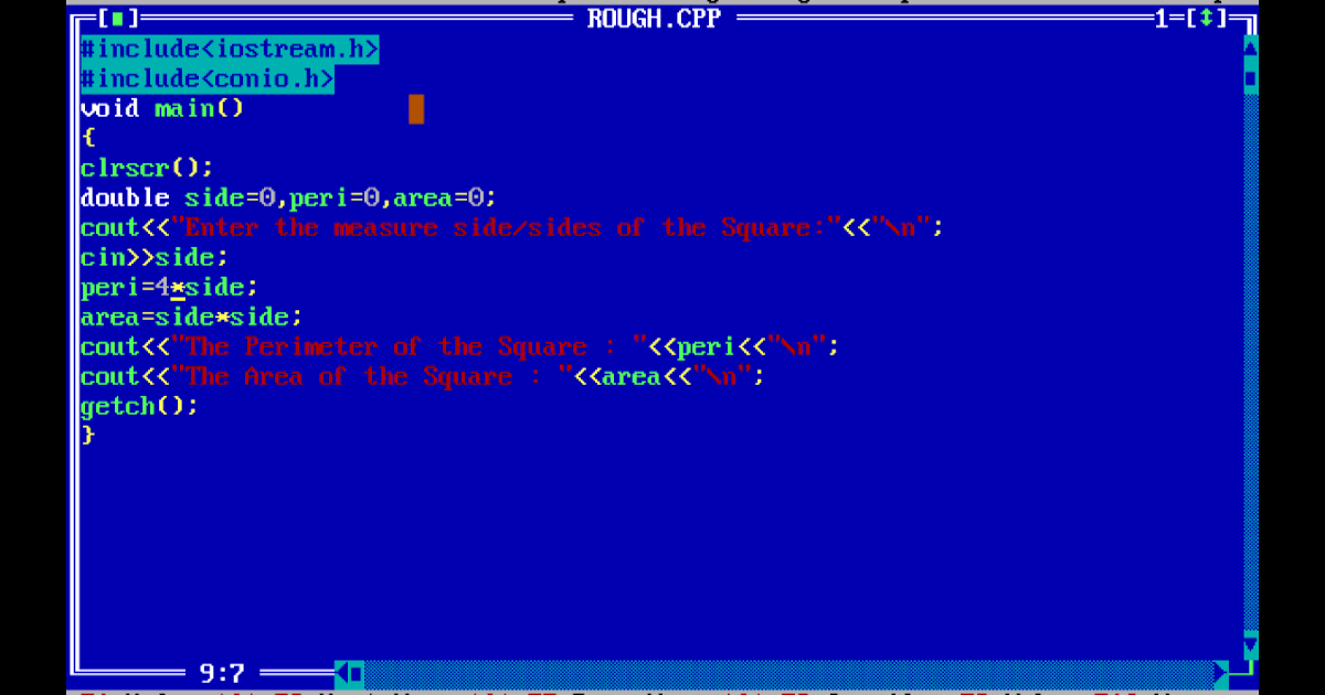 C++ Program: How to write a C++ program (Turbo C++) to input the side ...