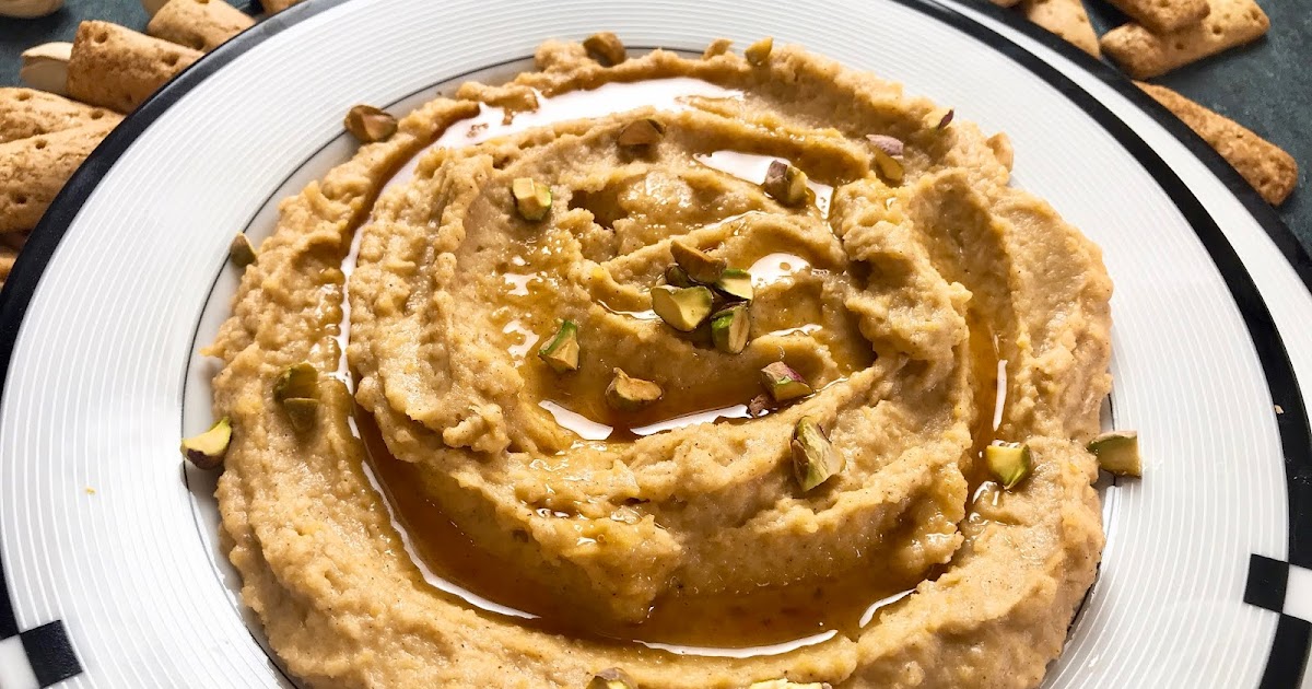 Sweet Halva Hummus with Honey and Pistachios