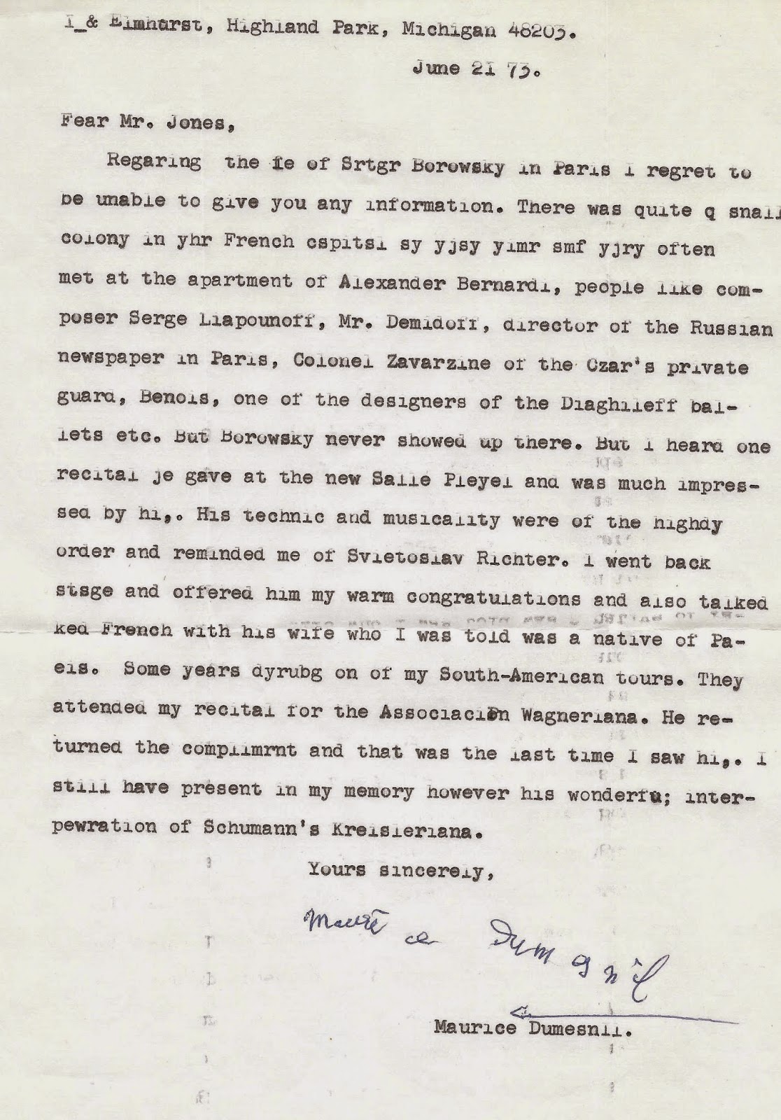 Wiktor Labunski Alexander K. Borovsky - Master Pianist: Letters & Quotes