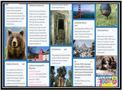 Collaborative research for a 50 state postcard project using Padlet