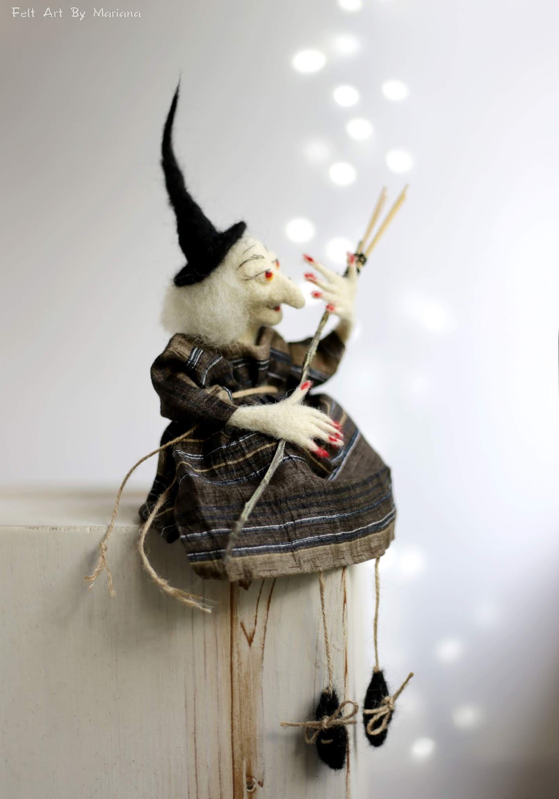 Felt Art By Mariana Needle Felted Witch With A Flying Broom For This