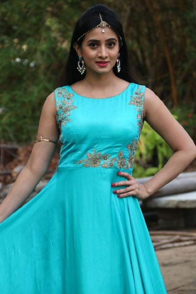 Kannada Actress Harshika Poonacha Stills In Blue Dress