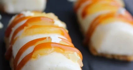 Mini-bûches poires-spéculoos-caramel