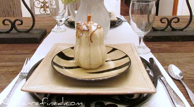 Brown and Animal print dishes for a rustic fall tablescape
