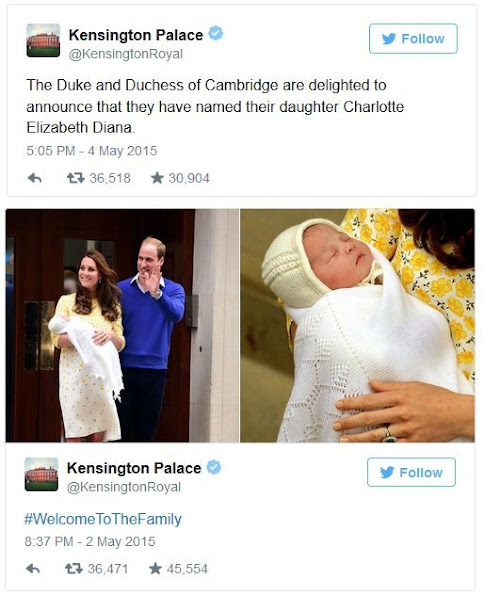 The Duke and Duchess of Cambridge have named their daughter Charlotte Elizabeth Diana