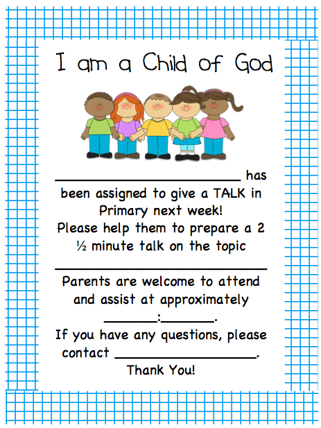Lds primary assignment reminders 2021 image
