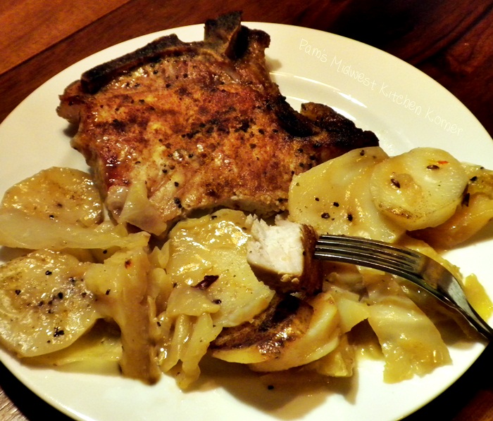 Pam's Midwest Kitchen Korner: Pork Chops with Cabbage and Potatoes