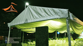 6 meter #Marquee Tent A Gate #Canvas and Side wall - our customer Pesona Canopy was fixing #Marquee #Tent at #KFC Drive - Thru #Nilia Square and required a set of A Gate canvas and Side wall for the Marquee Tent.   The order was so urgent we were required to take the measurement on the afternoon and deliver the item on the same night itself.