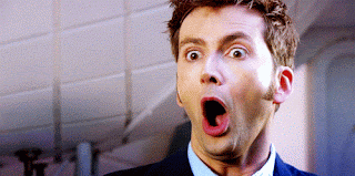 David Tennant, as The Doctor, looking like he just figured something out