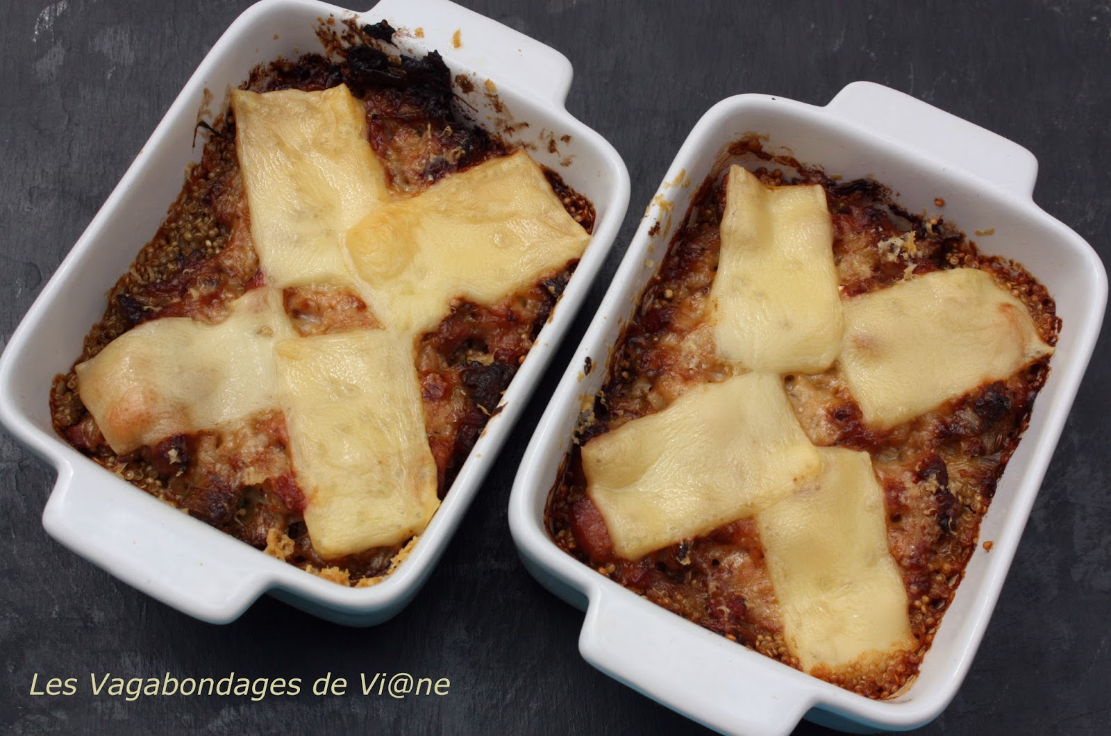 Les Vagabondages de Vi@ne: Gratins quinoa-poireau-lardons