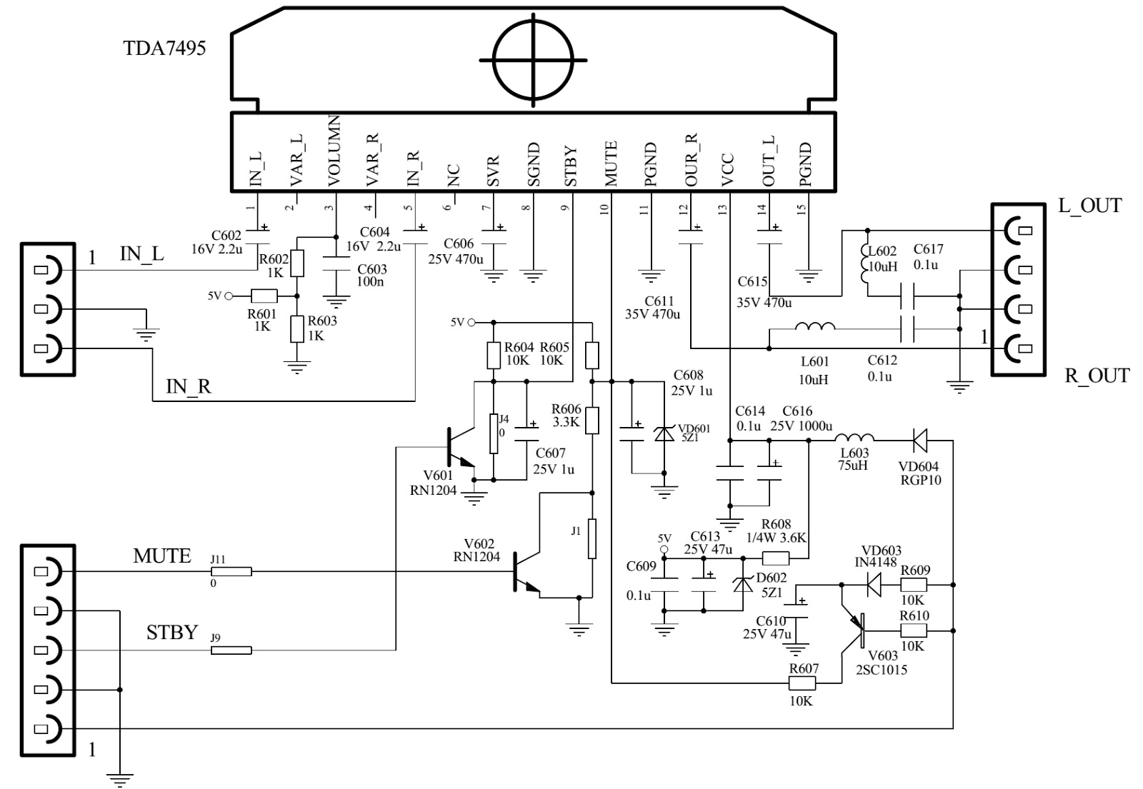 Electro help: AUDIO OUTPUT SCHEMATIC DIAGRAM - TDA7495 - [Stereo