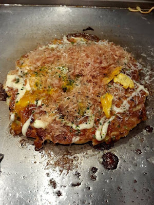 Ready to eat okonomiyaki in Shinjuku Tokyo Japan