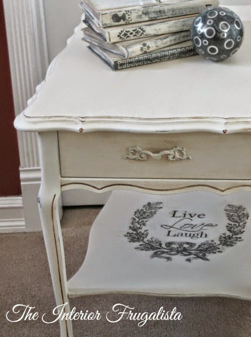 French Provincial Rectangular Side Table with graphic