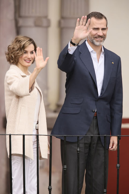 Queen Letizia of Spain and King Felipe of Spain, Mexican President Enrique Pena Nieto and his wife Angelica Rivera visit the colonial Museum of Guadalupe in Guadalupe