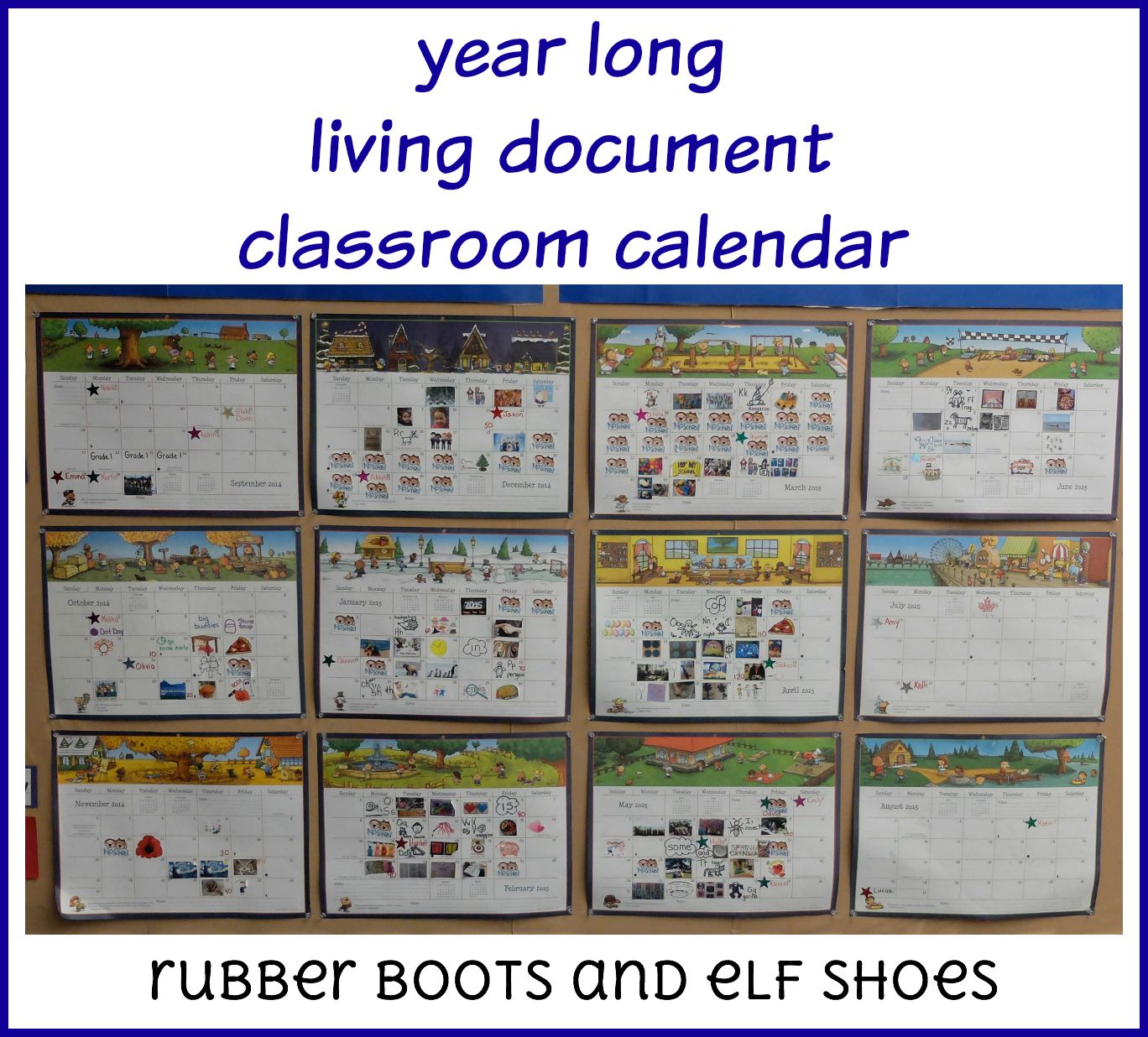 changing our kindergarten calendar - rubber boots and elf shoes