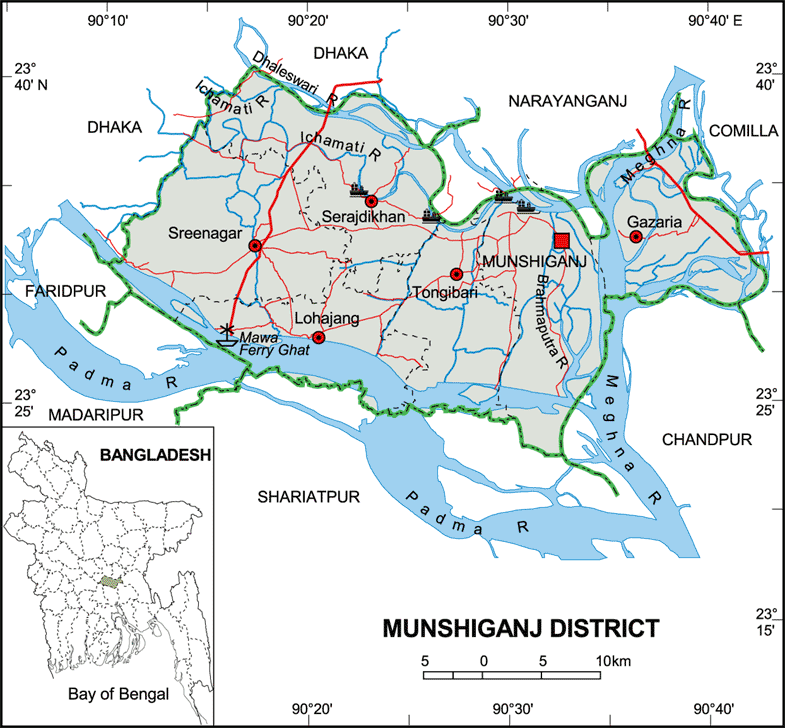 Munshiganj District Map Bangladesh