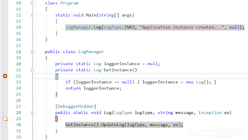 Use DebuggerHidden attribute to hide methods from debugger breakpoints