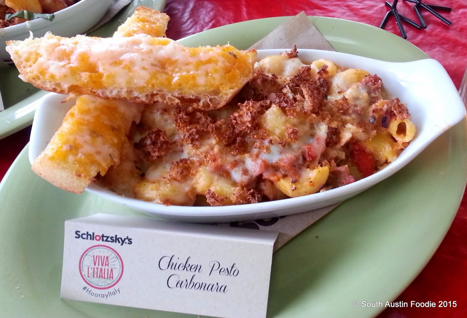 Schlotzsky's -- chicken pesto carbonara pasta #hoorayitaly