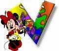 Alfabeto de Minnie Mouse pintando V.