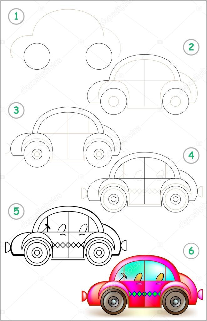 طريقة رسم سيارة للاطفال