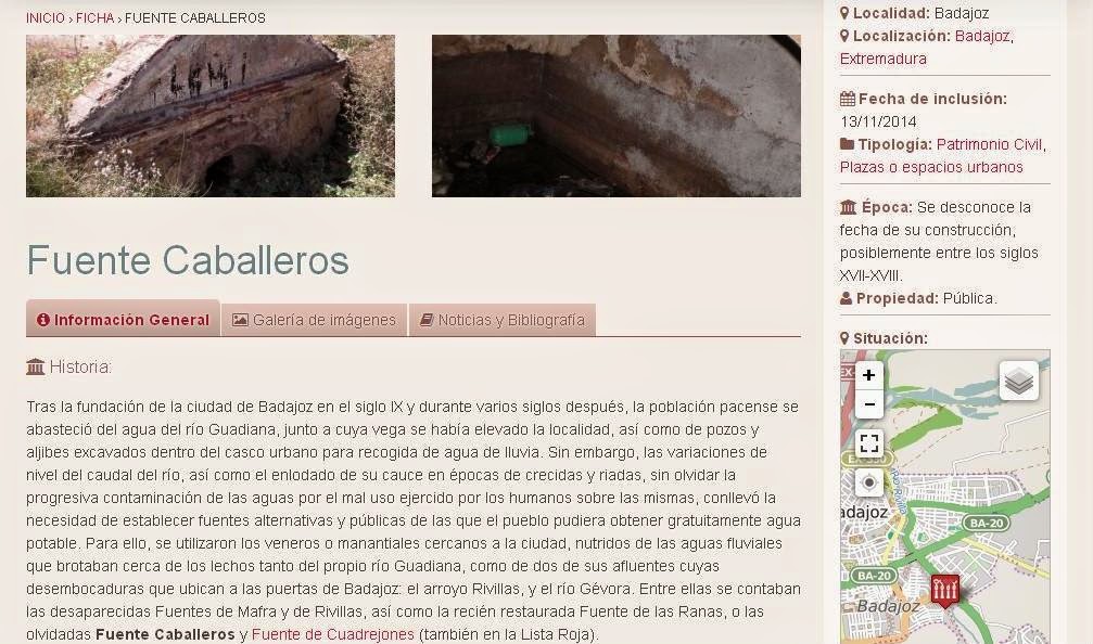 Lista Roja del Patrimonio: Fuente Caballeros (Badajoz)