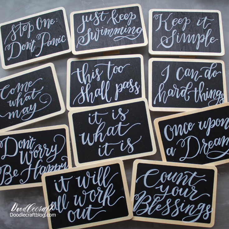 Doodlecraft Calligraphy Mantra Chalkboards!