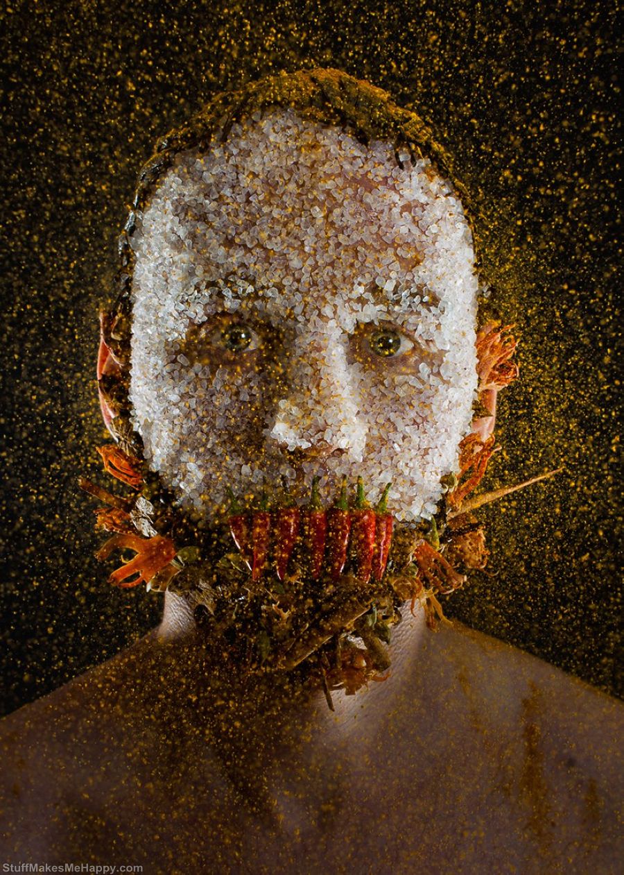 Creepy Portraits Made Out of Culinary Ingredients by Robert Tharrison And Robbie Postma