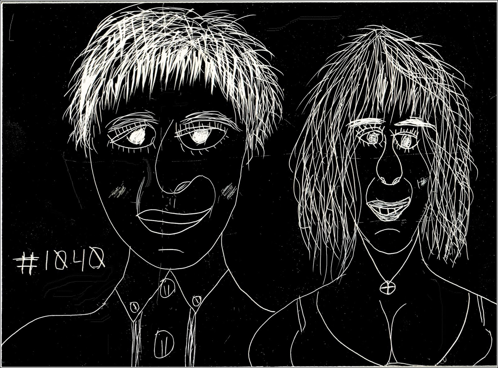 All This Is That Scratchboard Drawing Faces No. 1040 The Fiancées