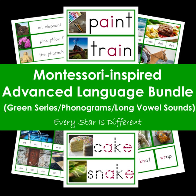 Montessori-inspired Advanced Language Bundle (Green Series/Phonograms/Long Vowel Sounds)