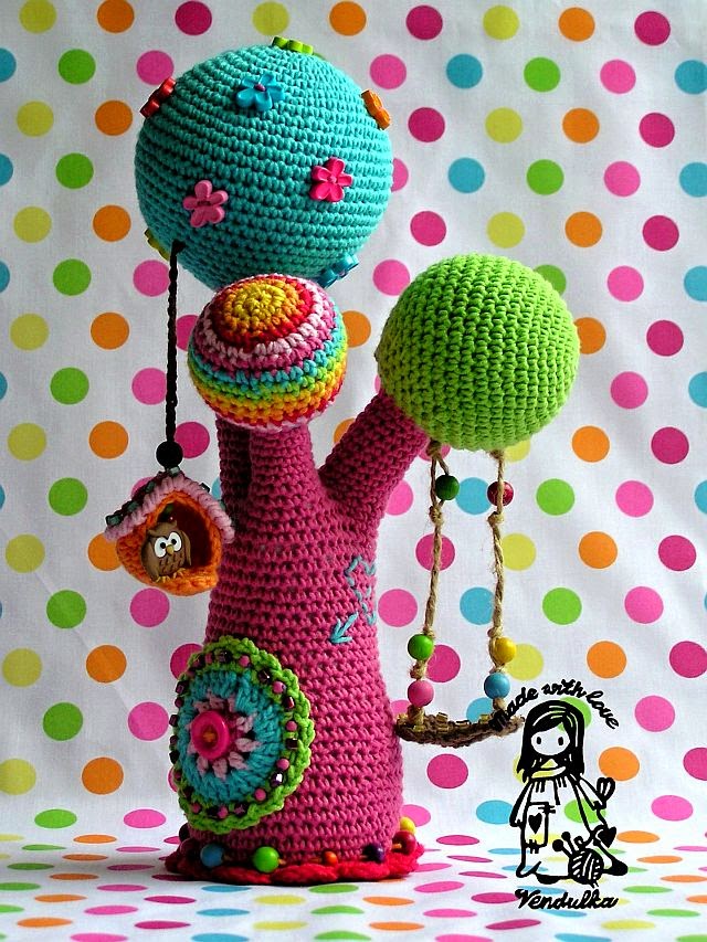Crochet rainbow tree