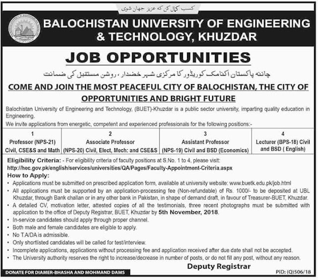 Jobs In Khuzdar university 2018