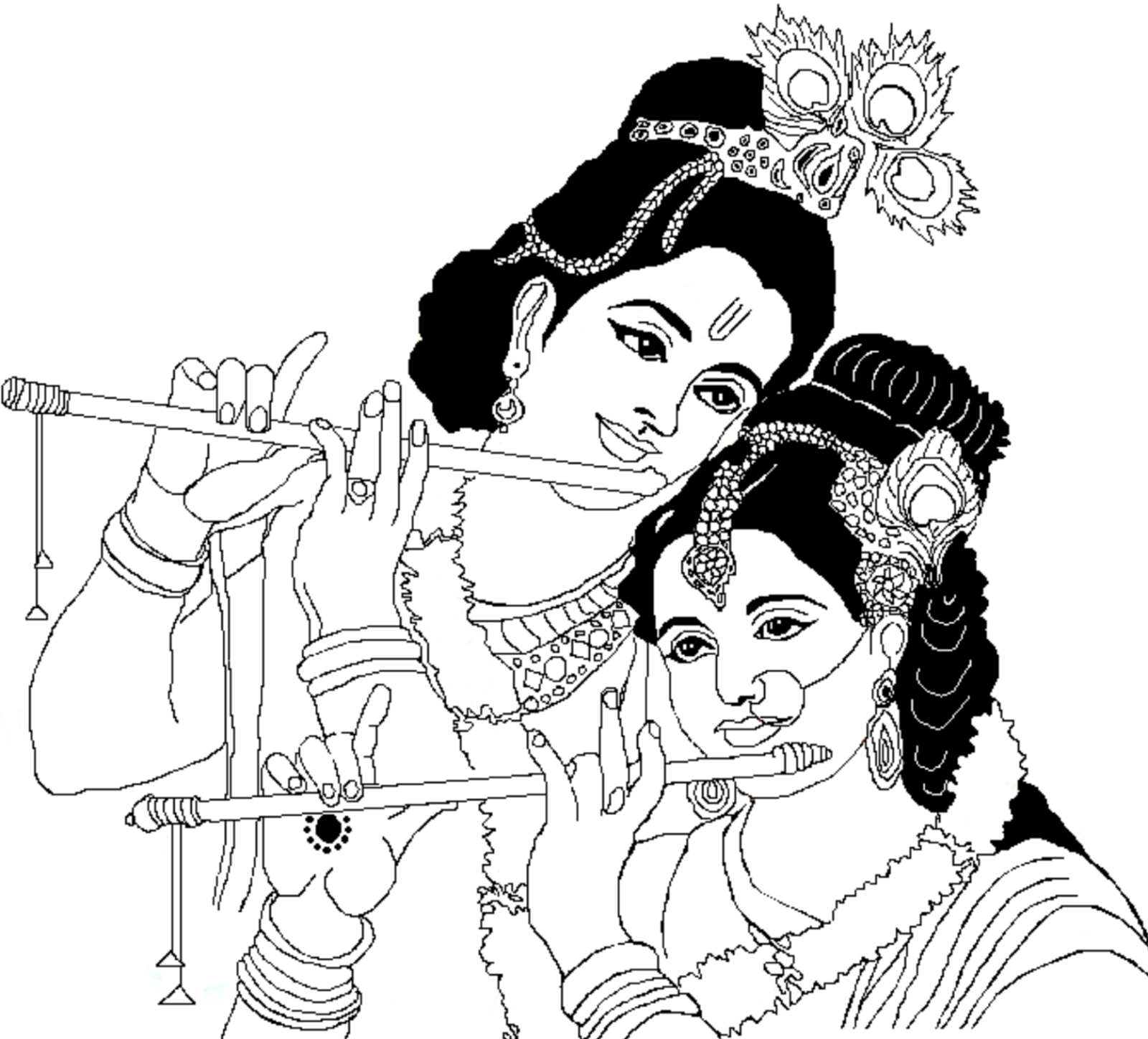 Lord Radha Krishna Colour Drawing HD Wallpaper - colours drawing wallpaper