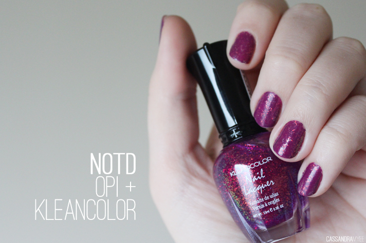 NOTD // OPI Pamplona Purple + Kleancolor Chunky Holo Purple - cassandramyee
